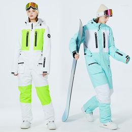 Skiing Jackets Winter One-Piece Ski Suit Women Men Outdoor Snowboard Jacket Thermal Overalls Set Jumpsuit Windproof Waterproof Snowpant