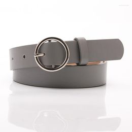 Belts Fashion Belt Women Metal Circle Buckle Solid Frosted Texture Casual Style Waistband Trend Luxury