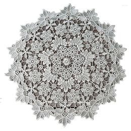 Table Mats White Lace Place Fortable Round Embroidery Christmas Pad Cloth Dish Placemat Cup Mug Dinner Tea Glass Doily Kitchen