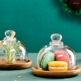 Kitchen Storage Dessert Solid Wood And Glass Tray Mini Display Stand Table Decoration Fruit Household Tools