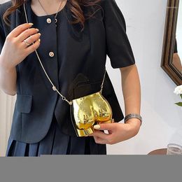 Evening Bags Coin Purse Hip Shape PVC Bag For Women Mini Crossbody Metal Chain Shoulder Luxury Gold Silvery Lipstick Pouch Lady