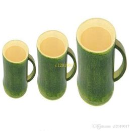 Handmade Natural Bamboo Tea Cup tumblers Japanese Style Beer Milk Cups With Handle Green Eco-friendly Travel Crafts