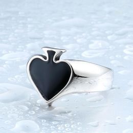 Cluster Rings Beier Store 316L Stainless Steel High Quality Black Cool Spade Ring Men Fashion Jewellery LLBR8-209R