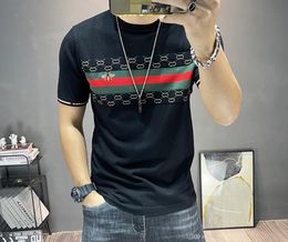 Men's Short-sleeved T-shirt Top 2023 Summer New European Goods Men's Half-sleeved T-shirt Black Bottoming Shirt