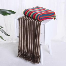 Blankets Acrylic Striped Blanket Lightweight Comfortable And Fashionable Bed With Tassel Decoration Warm Sofa