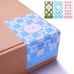 Gift Wrap 50pcs/pack Cute Bear Rectangle Thank You Stickers Birthday Party Sealing Packaging Baking Cake Decorating