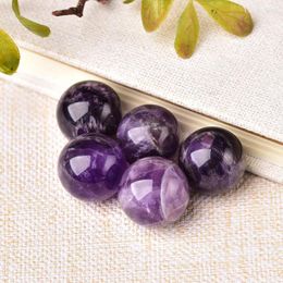 Decorative Figurines 1PC Natural Amethyst Crystal Ball 20mm Reiki Quartz Energy Healing Stone Ore Mineral For Home Decoration Collection DIY