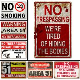 Funny Designed Warning Metal Painting NO trespassing Violator Survivors will be shot again Retro Plate sign vintage tin plates wall decoration Size 20X30CM w01