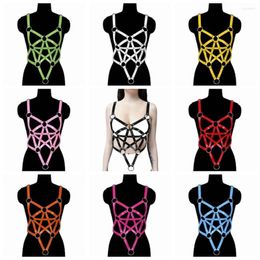 Belts Pentagonal Crop Tops Goth Punk Black Leather Bra Harness Hollow Out Party Cosplay Clothing Halloween Adjust Straps Women