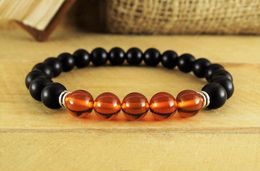 Strand Mens Simple Bracelet Yoga Mala Beaded Nature Matte Black Onyx Bracelets Gift For Her Wrist Men's