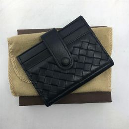 Genuine Leather Credit Card Holder Wallet Classic Woven Designer Hasp ID Card Case Purse 2018 New Arrivals Fashion Travel Wallets 298I