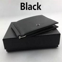 Classic Black Genuine Leather Bifold Male Purse Billfold Wallet Money Clip Men Clamp for Money Case Luxury Credit Card Holder Pouc295A