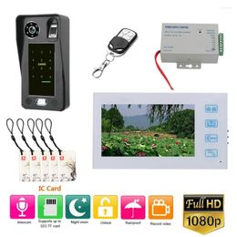 Video Door Phones 7'' Record Wired Phone Doorbell Intercom System With Fingerprint RFIC Card AHD1080P Camera Access Control