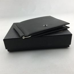 Classic Designer Wallet with Credit Card Holder Black Genuine Leather Money Clip Thin ID Card Case for Travel Man Metal Purse262p