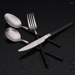 Dinnerware Sets Luxury Set Knife Fork Spoon Black Cutlery Tableware Stainless Steel Flatware Kitchenware Table Service Gift