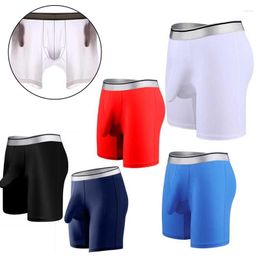 Underpants Men Sexy Lingerie Underwear Elastic Waistband Panties Solid Colour Bulge Pouch Stretchy Breathable Boxer Shorts Briefs