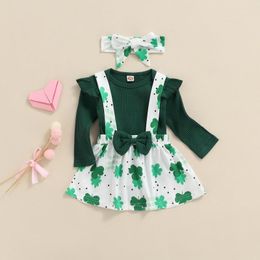 Clothing Sets Ma&Baby 0-18M St Patricks Day Born Infant Baby Girls Clothes Set Romper Bow Four Leaf Clover Skirts Costumes Outfit D35