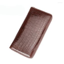 Wallets Men's Genuine Leather Fashion Mens Wallet Medium Long Business Zipper Multi Card Clip High Quality Purse Leisure Clutch Bag