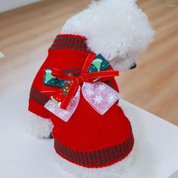 Dog Apparel Pet Clothes Cats Warm Sweater Christmas Sweatshirt For Puppy Kitten Winter Cute Pullover Tops With Bow Tie Pets Clothing
