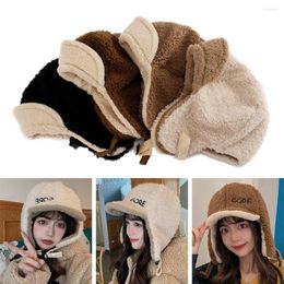 Berets Outdoor Autumn Winter Thickened Warm Ear Protection Cap Earflap Hat Cashmere Pilot Earmuffs