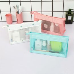 Female waterproof transparent mesh makeup bag wash bag 255j