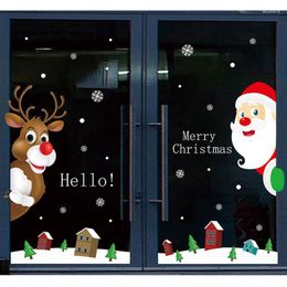Christmas Decorations Santa Claus Wall Stickers Wallpaper Indoor 3D Glass Home Decoration PVC For Xmas Year Decor