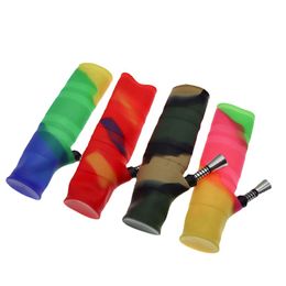 Latest Colourful Silicone Portable Folding Style Pipes Waterpipe Philtre Dry Herb Tobacco Bowl Hand Smoking Cigarette Holder Hookah Shisha Bong Tube DHL