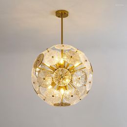 Pendant Lamps Modern Gold Luxury Glass Chandelier Light Round Villa Living Room Dining Bedroom Lamp Decoration Indoor Metal Chandelies