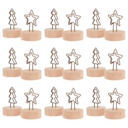 Christmas Holders Holdertable Photo Place Stand Notefor Clip Number Wooden Clips Name Memo Base Wood Display Star Wedding