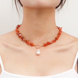 Bohemian Red Natural Semi-precious Stone Necklace Women's Fashion Necklaces Jewellery Collares Mujer Female Jewellery