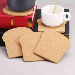 Table Mats 2/6/10Pcs Toast Shape 10cm Plain Natural Cork Coasters Wine Drink Coffee Tea Cup Pad For Kitchen Individuales De Mesa