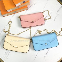 Designer Cross body Bag 3 piece suit Women Messenger Leather handbag top quality Evening Shoulder bag Original box flower Luxury Gift POCHETTE FLICIE mini chain bags