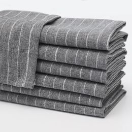 Table Napkin Customised Cotton Dinner Napkins 10PCS Home El Restaurant Wedding Party Cloth 16x16 Inches Grey Striped Handmade