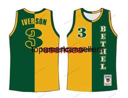 Custom Retro Allen Iverson #3 Bethel High School Basketball Jersey Split Edition Stitched Size S-4XL Any Name And Number Jerseys