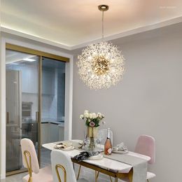 Pendant Lamps Modern Crystal Dandelion Chandelier LED Indoor Lighting Lamp For Living Room Dining Home Decorative Luminaires