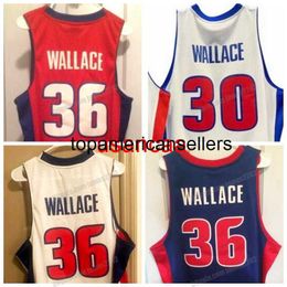 Custom Retro Rasheed 36 Wallace College Basketball Jersey All Stitched White Blue Red Size S-4XL Any Name Number Vest Jerseys