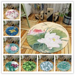 Carpets Flowers Plants Print Round Rugs Living Room Doormat Cartoon Door Floor Mat Bedroom Carpet Kid Decor Rug Yoga