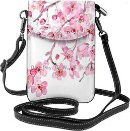Duffel Bags Pink Cherry Blossom Crossbody Cell Phone Purse Shoulder Bag Small Wallet PU Women