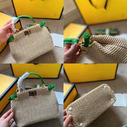 Evening Bags Cross Body Bags Summer Vacation Hand Made Woven Beach with Lock Women Handbag Shoulder Leather Designer Crossbody Female Purses 220307