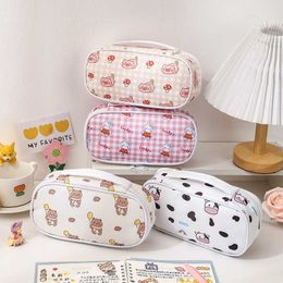 New Ins Koren Pencil Case Cute Cartoon Bear Bunny Pattern Pouch High Capacity Stationery Storage Bag Back To School