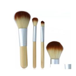 Other Household Sundries 4Pcs Set Kit Wooden Makeup Brushes Beautif Professional Bamboo Elaborate Make Up Brush Tools With Case Zipp Otsv4