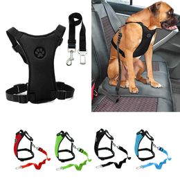 Dog Collars Leashes Car Seat Dog Harness and Leash Seat Safety Vehicle Dog Leads Belt For Small Medium Large Pet French Bulldog Labrador T221212