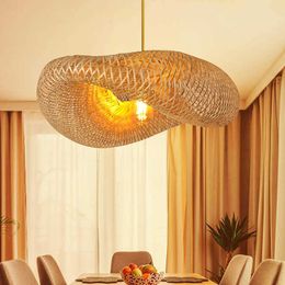 Pendant Lamps 40/100cm Bamboo Hanging LED Ceiling Light Weaving Chandelier Lamp Pendant Lamp Fixtures Rattan Woven Home Bedroom Decor G230524