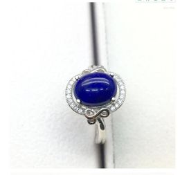 Cluster Rings Natural Blue Lapis Ring Real Topaz 925 Sterling Silver Fine Jewellery 8 10mm