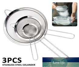 3pcs Casse-passe à mailles fins collantes en acier inoxydable Sieve Sifter Kitchen Flour Filter Small Medium Large Metal Disping Set3029802