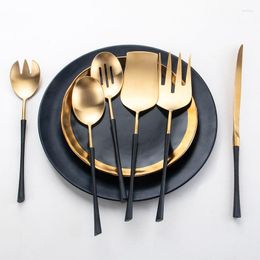 Dinnerware Sets Big Salad Spoon Fork Set Stainless Steel Kitchen Server Pasta Utensils Public Gold Tableware Using Buffet Restaurant