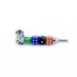 Nice Colourful Dice Style Philtre Pipes Dry Herb Tobacco Removable Zinc Metal Bowl Mini Cigarette Smoking Portable Handpipe Holder DHL