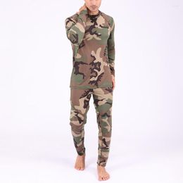 Men's Sleepwear Pajama Sets Men Camouflage Print Long Sleeve Top Pants Outfit Winter Thermal Underwear Set