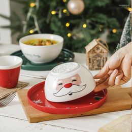 Dinnerware Sets Creative Christmas Ceramic Tableware Set Festive Gifts Household Underglaze Colour Steak Plate Cup Rice Bowl