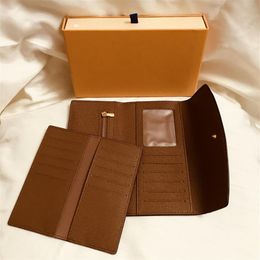France Designer Women Long Checkbook Wallet Credit Card Po Holder Wallet Brown Mono Gram White Checkered Canvas Leather Sh2190